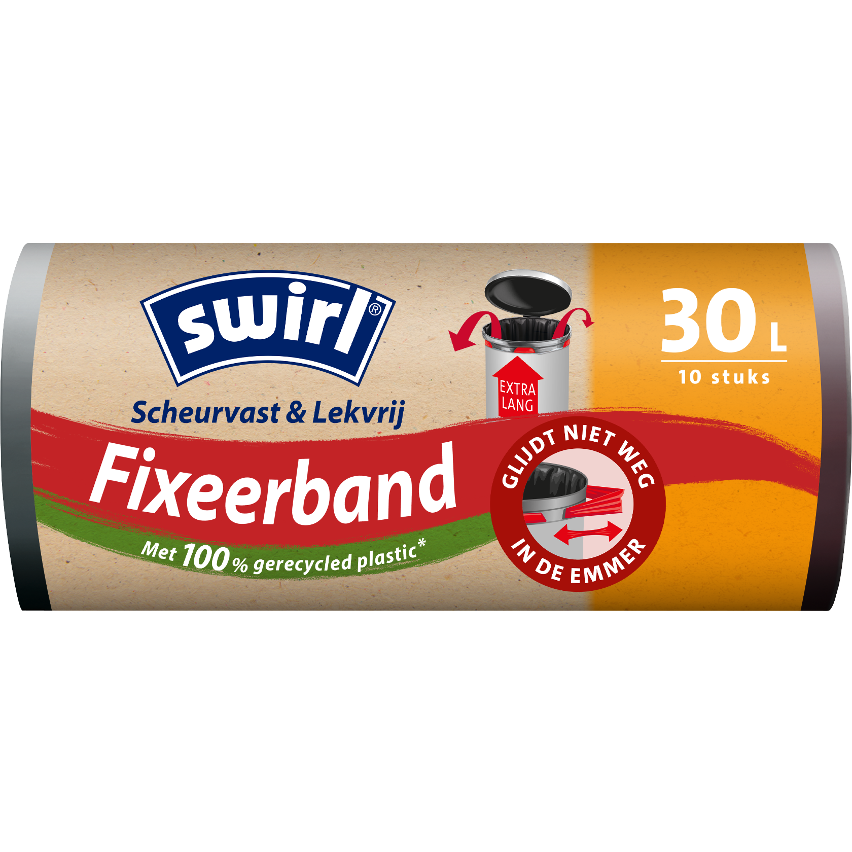 Swirl-afvalzakken met sluitband, verpakking voorkant - 30 liter XL