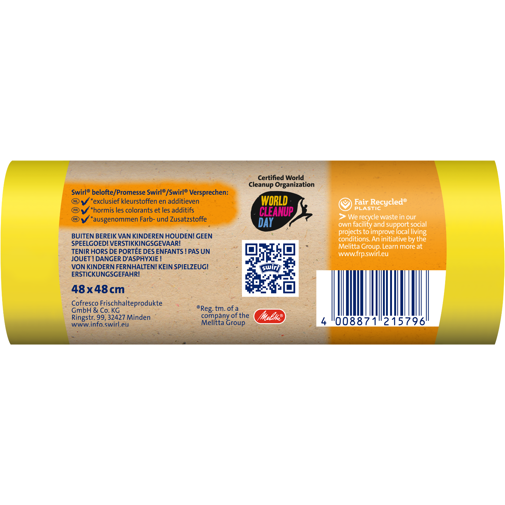 achterzijde rol geparfumeerde swirl vuilniszakken 35 L