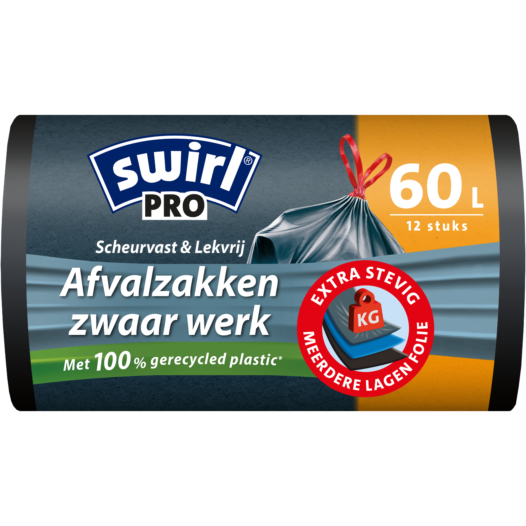 Swirl vuilniszakken, verpakking voorkant - 60 liter