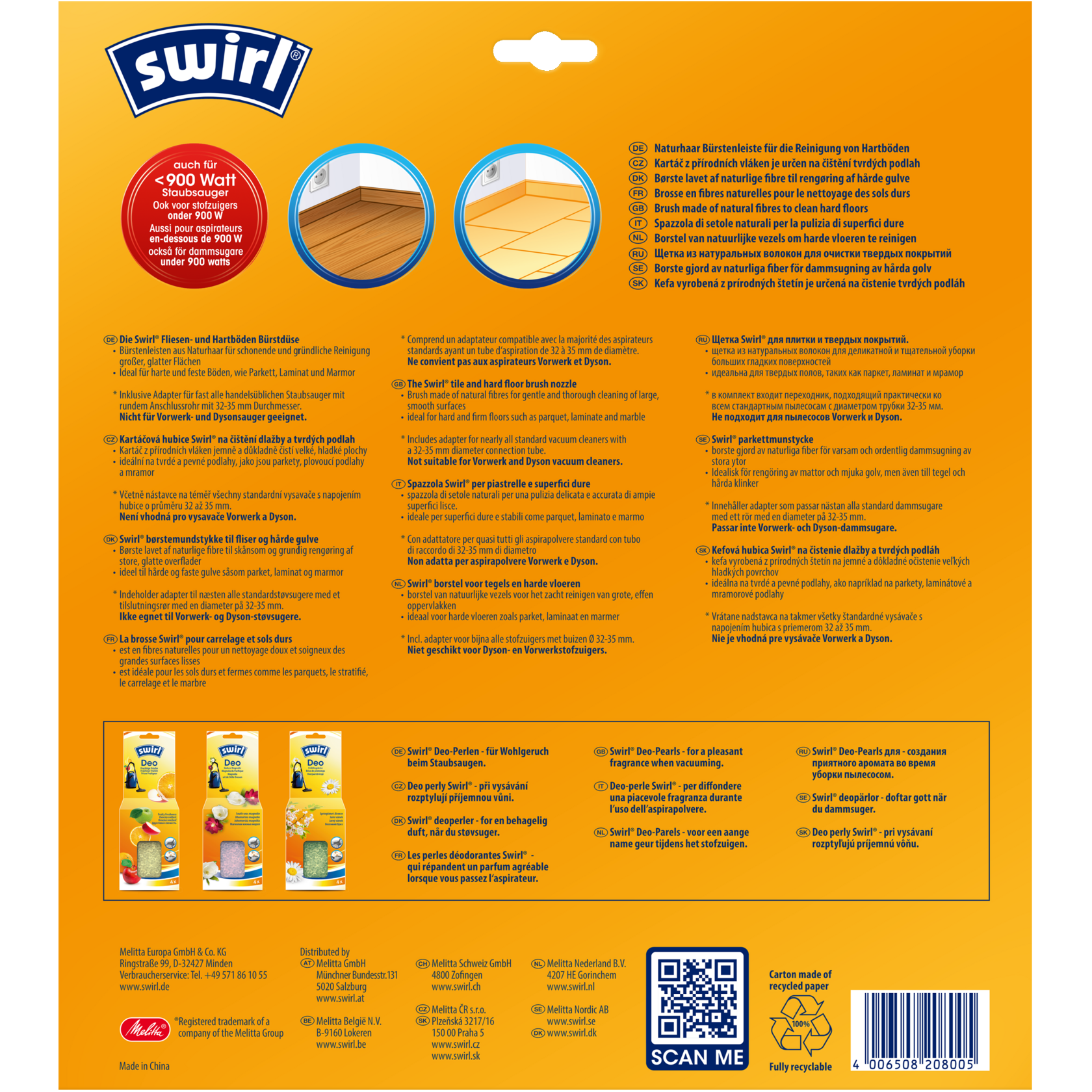 Swirl Fliesen- und Hartböden Bürstdüse Verpackung Rückseite