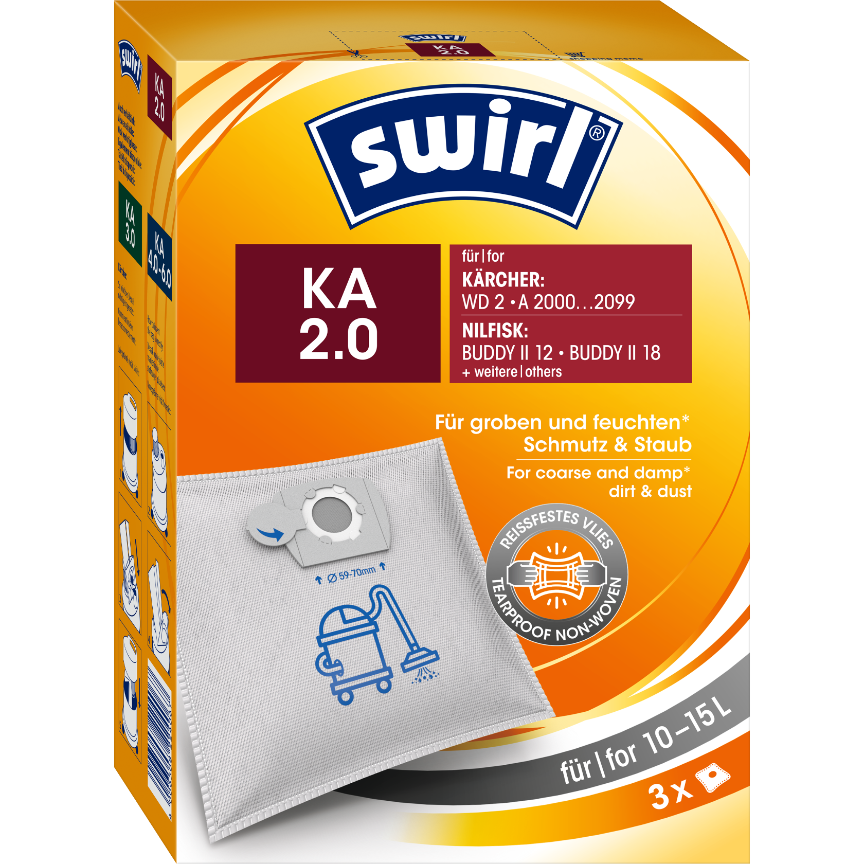 Swirl KA 2.0 Beutel für Nass- und Trockensauger Verpackung Vorderseite