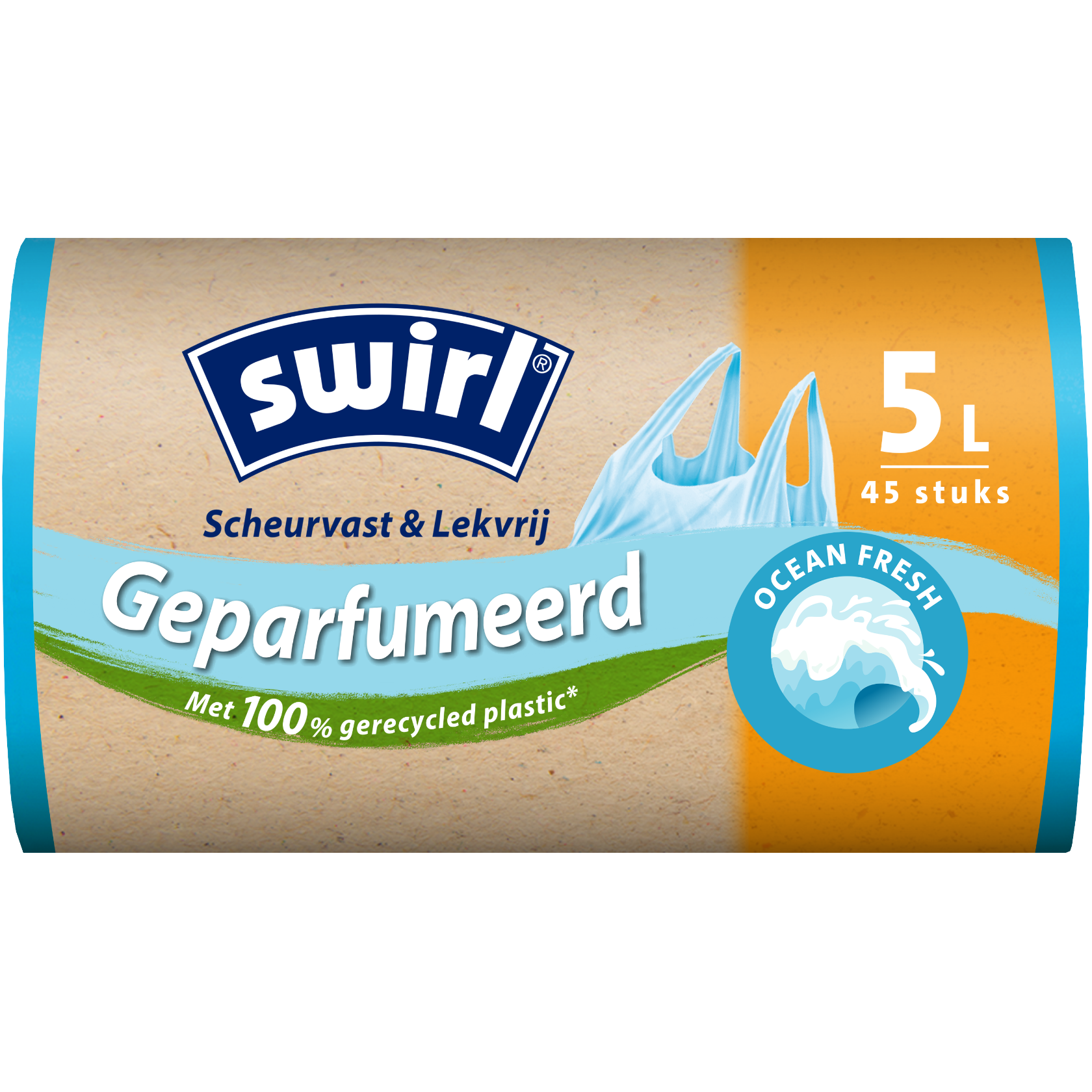 Swirl bad- en cosmetica-afvalzak, voorkant verpakking - 5 liter