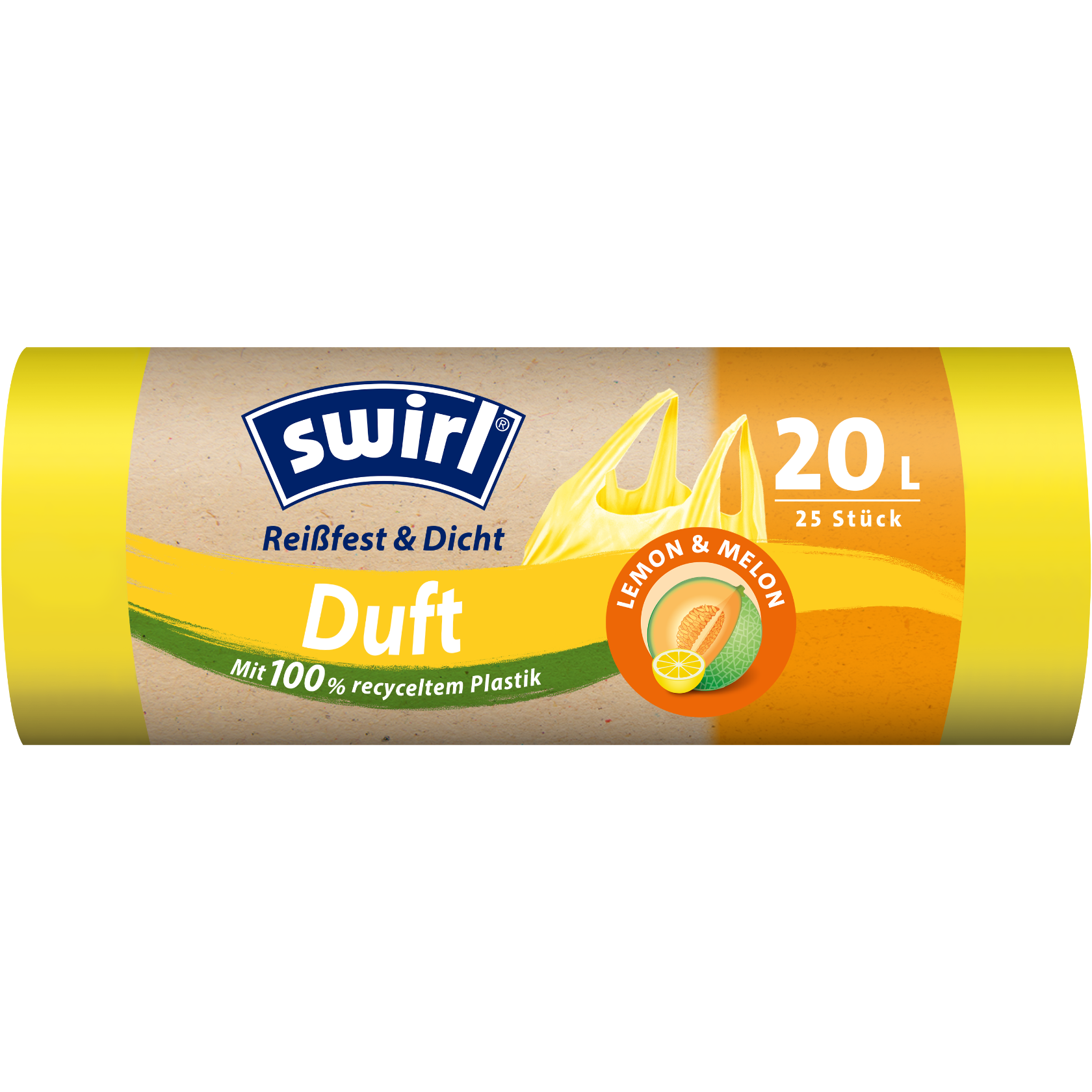 Emballage avant du sac poubelle parfumé au lemon melon Swirl - 20 litres
