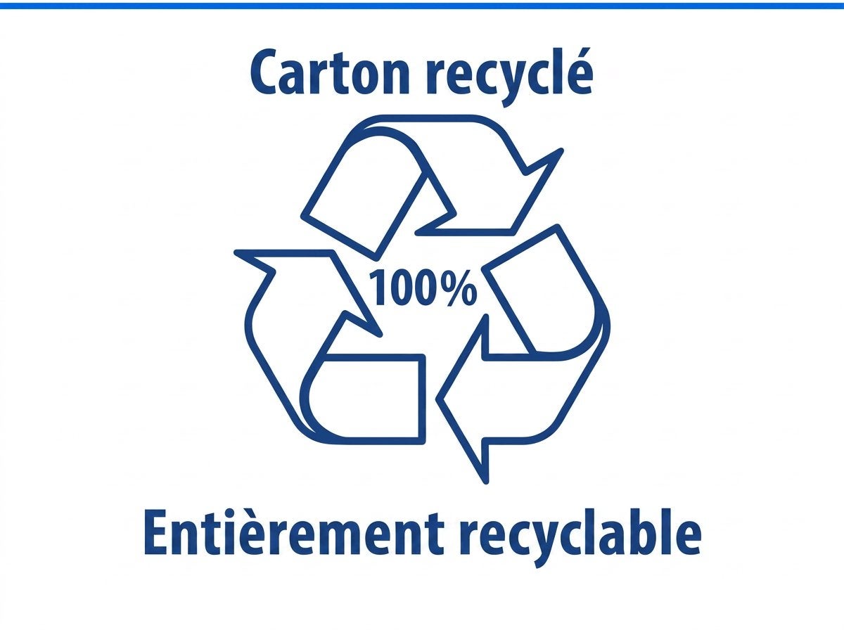 Symbole indiquant que le carton est composé à 100 % de papier recyclé