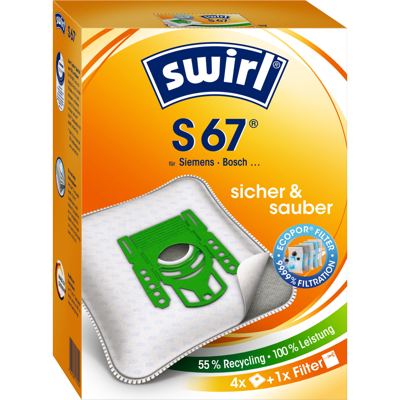 Swirl EcoPor Staubsaugerbeutel S 67 Verpackung Vorderseite
