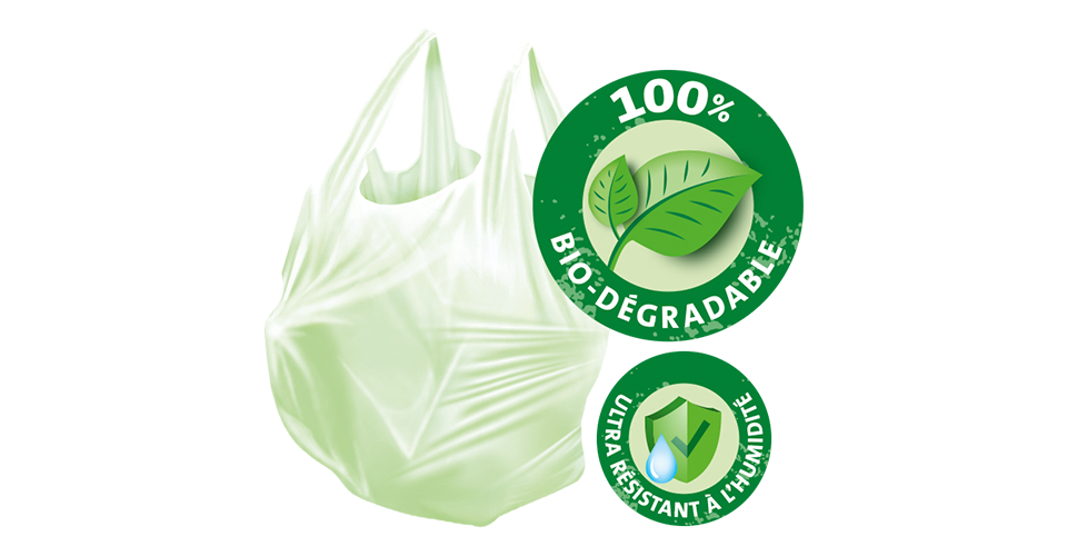 Sac poubelle type 20L lien coulissant vert biodégradable