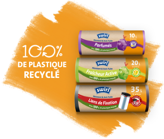 Swirl, Sac Poubelle, Poignées, 100% Biodégradable, 6st, 20L, 6 pc